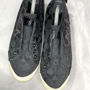 Coach black sneakers, size 7.5 B. Used